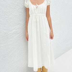 LISA SAYS GAH Lux White Eyelet Maxi Dress in medium